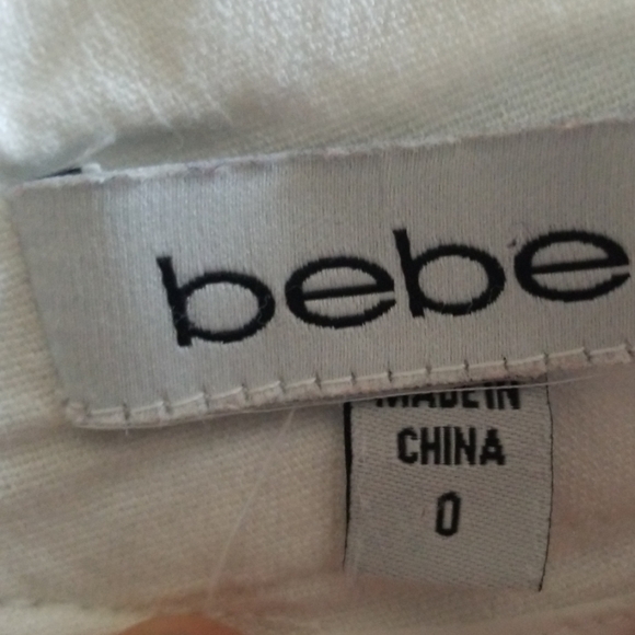 Bebe white ankle tie jogger style linen pabts - Picture 2 of 8